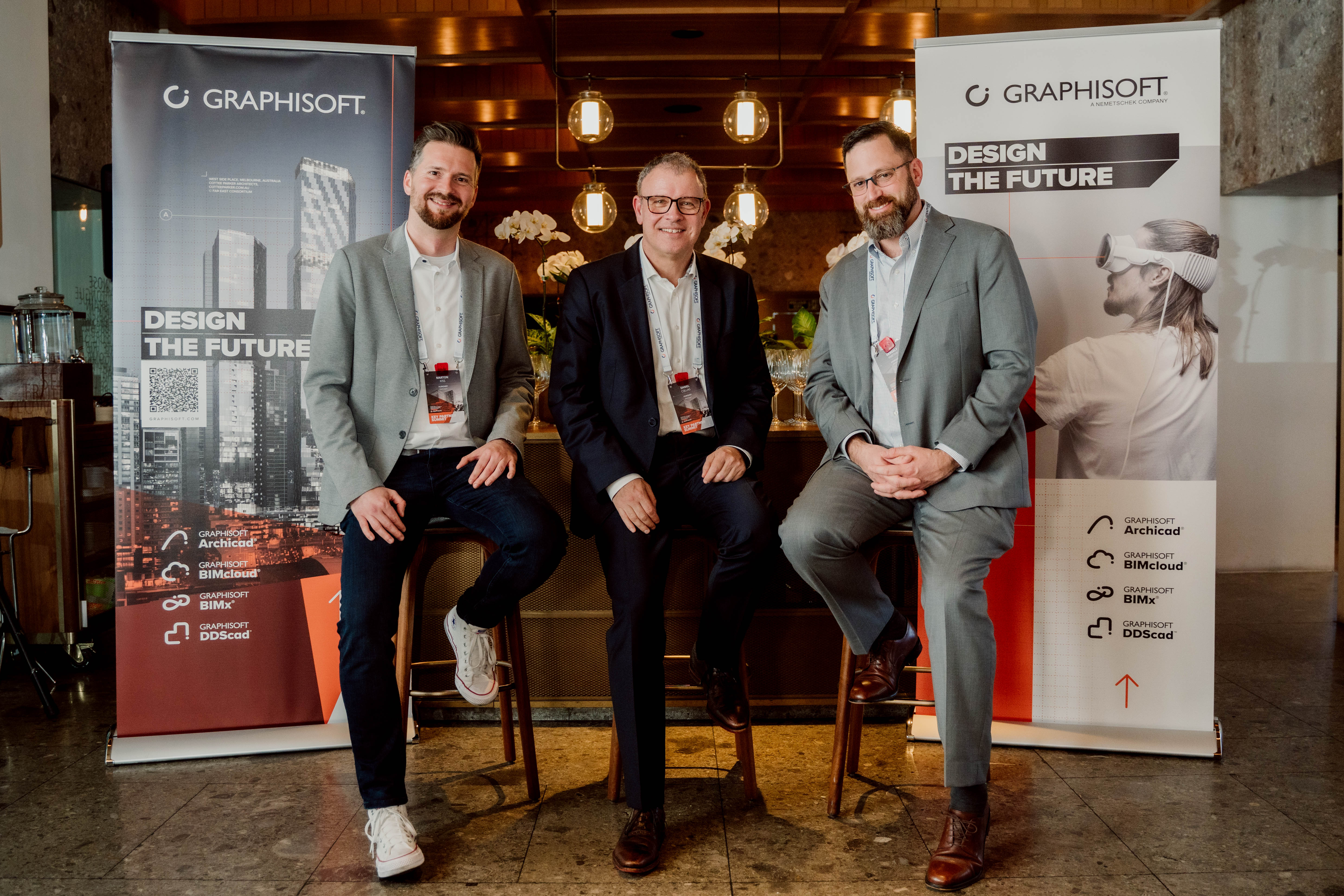 (from left to right) Márton Kiss, Chief Product Officer, Daniel Csillag, CEO and Gergely Kmethy , Chief Customer Success Officer of Graphisoft